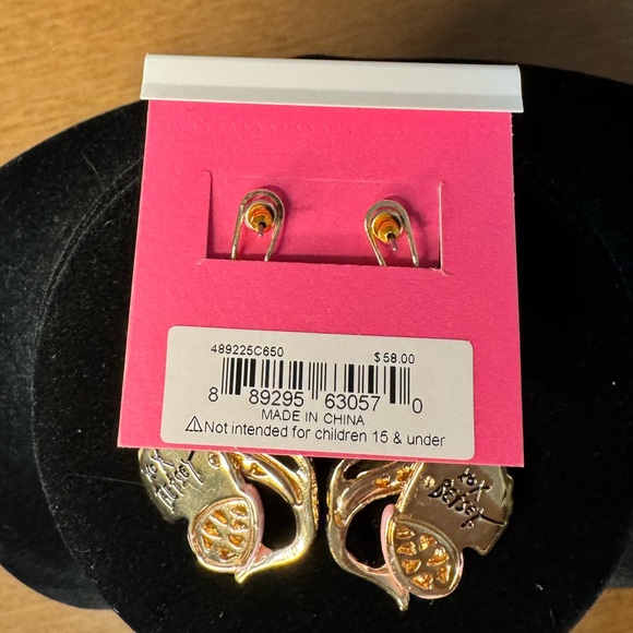 Betsey Johnson Pink Mermaid Starfish Seashell Crystal Flower Dangle Earrings - Picture 7 of 7